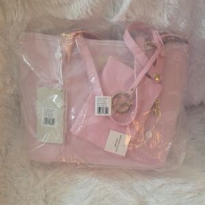 Valentino Orlandi Pink Tote Bag with Gold Accents